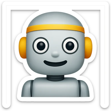 Create an apple style emoji of a simple robot with no phone, no background, clear and friendly design. The style should reflect the classic Apple emoji look with smooth, clean lines and bright colors, focusing on a friendly and approachable robot character. sticker