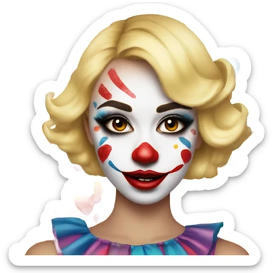 Blonde girl with clown makeup  sticker