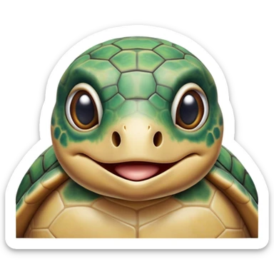 Cinematic Realistic Comical Sea Turtle Portrait Emoji, Head tilted dramatically with an exaggeratedly amused expression, featuring a robust, intricately patterned shell and wide, expressive eyes filled with playful disbelief, rendered with vibrant, lifelike detail and natural coastal light; high shine, dramatic yet playful, styled with an air of cheeky marine mischief, soft glowing outline, capturing the essence of a spirited and over‐the‐top sea turtle that looks ready to bob its way into viral fame! sticker