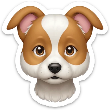 a white beagle x maltese x chi dog the size of a kelpie with light brown ears and a light brown patch on one eye sticker