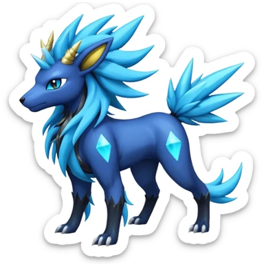 Shiny Dark Edgy Suicune-Cobalion-Manectric-Aurorus-Fakémon-hybrid-creature (full body)  sticker