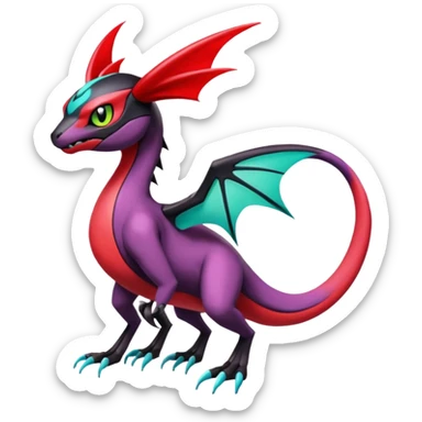 Colorful Cool Badass  Meloetta-Noibat-Noivern-Salandit-Guilmon-Darkrai-Pokémon-Fakémon-fusion-hybrid-creature sticker