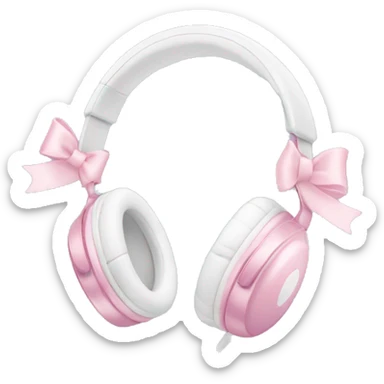 White apple headphones with light pink bows sticker