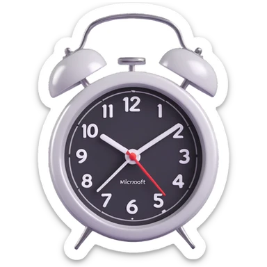 alarm clock emoji, 3D Microsoft fluent style, shiny, classic twin bells, clear face sticker