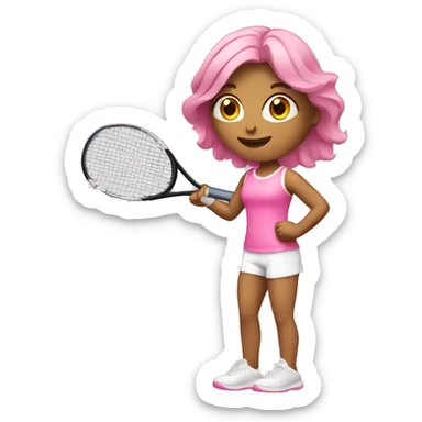 workout white girl with pink set playing tennis sticker