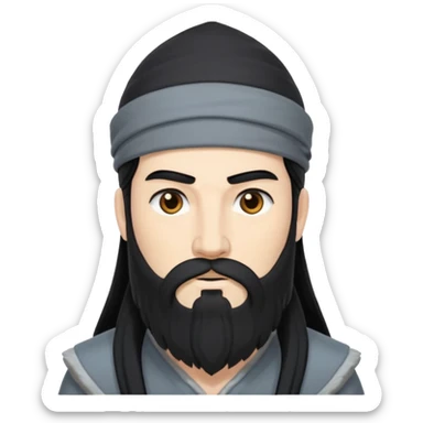 Boreas, God of the North Wind from Gods and Goddesses with black hair and beard, grey outfit sticker