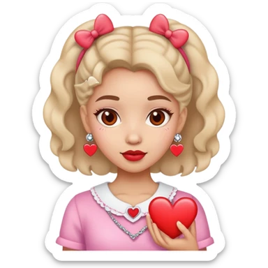 Girly girl with heart accessories sticker