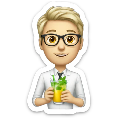 white teacher with glasses drinks mojito sticker