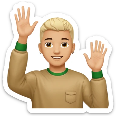 joven trigueno corte de pelo reguetoon sonrisa bonita saludando mano arriba sticker