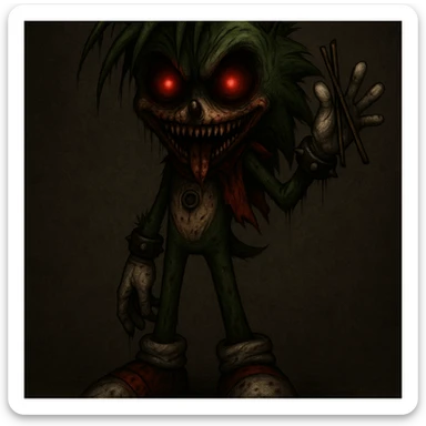 Keep the picture quality intact, make the character look scary with a unique horror expression, character facing forward. Maintain the original style and details of the character while enhancing the horror elements in the expression. sticker