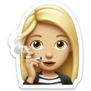a girl with blonde hair smoking cigarette sticker