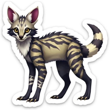 Feral Rare Fantasy dark vibrant Vernid-Sergal-Genet-species-animal-creature-hybrid by LiLaiRa, random markings, tufted ears, full body, 4 legs sticker