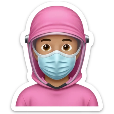 man in  pink protection clothes with full-faced mask sticker