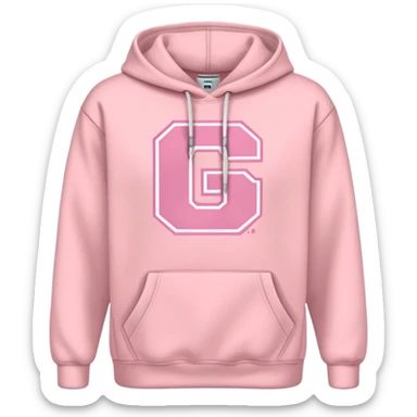 Powder pink hoodie with college sign, just cloth sticker