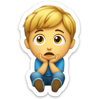 Un enfant triste assis tout seul sticker