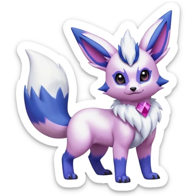 Frosty Albino Shiny White with Violet and Indigo and pink markings Eevee-Liepard-Zangoose-Pokémon-Digimon-Fakémon-fusion-hybrid-creature sticker