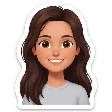 french white happy long haired brunette girl  sticker