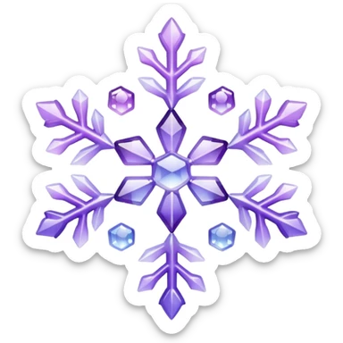 Shiny whitish glossy glass crystal loc Pastel violet lavender lilac gradients snowflake  sticker