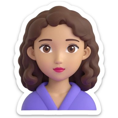 portrait of an Asian girl with medium brown wavy hair and brown eyes, paler skin tone sticker
