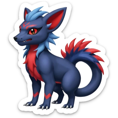 Exotic colorful cool handsome elemental exotic Zorua-Absol-Salandit-fusion (full body) sticker