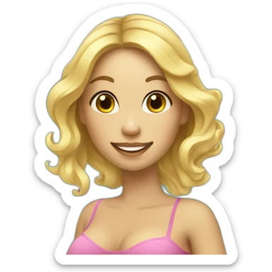 adorable pregnant blond full body women with beach-wave-hair sticker