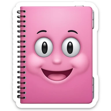 libreta de anillos rosada con carita feliz en la portada sticker