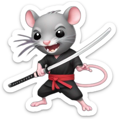 rage ninja rat with katana sticker