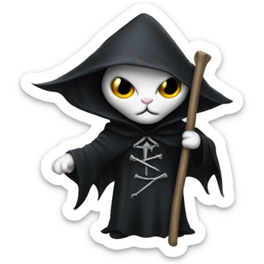 Cat dressed as the grim reaper  sticker
