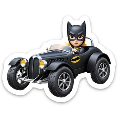 Hot wheels racing cartoons BatGirl’s 1932 stealth retro cat burglar sporty petite off-road pursuit mobile cruiser car (reclined seating position) sticker