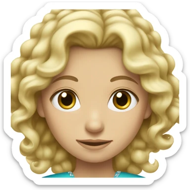 Blonde White Serbian Girl with Blonde curly hair up to her shoulders and blue-green eyes who looks like a princess  sticker