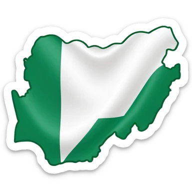 "Nigeria outline filled with the Nigerian flag colors, green-white-green, simple and bold, vector-style, clean and vibrant." sticker