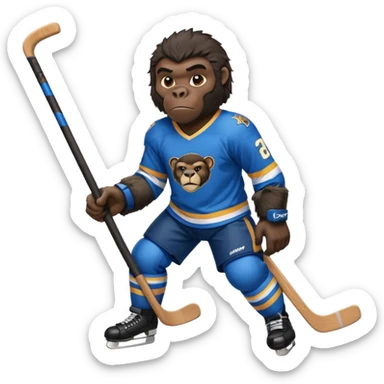 A panther with a gorilla with a hockey player sticker