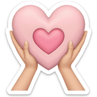 Hands holding one big heart
in soft pink, beige and yellow pastel light sticker