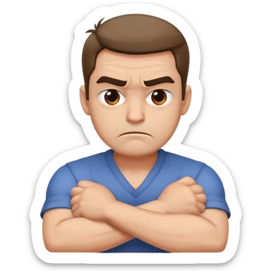 arms crossed holding neck mad guy sticker