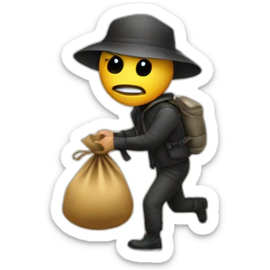 robber with a money sack behind their back making their escape sticker