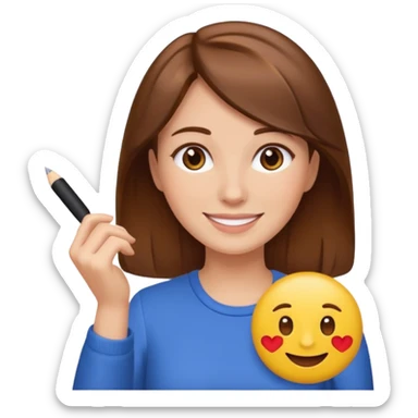 Keep her skin fair but give her brown hair. She is teaching how to make emojis. sticker