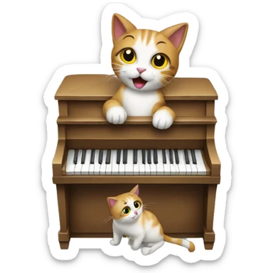 Cat play piano sticker