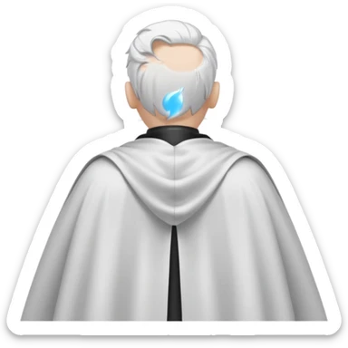 fullbody in frame silverhair god ZEUS, white cape, standing still backview sticker