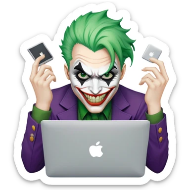 A joker smash a macbook sticker