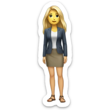 Nice women with blond Long hair full body with sandals and blazer sticker