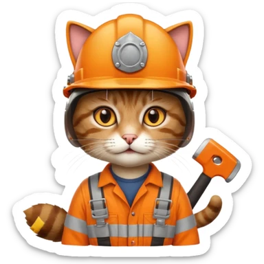 cat, handyman Outfit, wearing a Helmet sticker