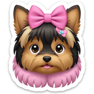 yorkie with a pink bow sticker