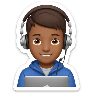 a boy attainting a Online Classes happily  sticker