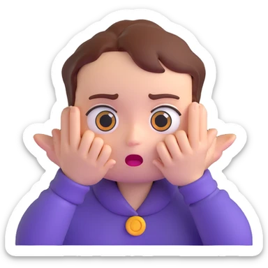 face with two hands around neck, wide eyes, annoyed expression sticker