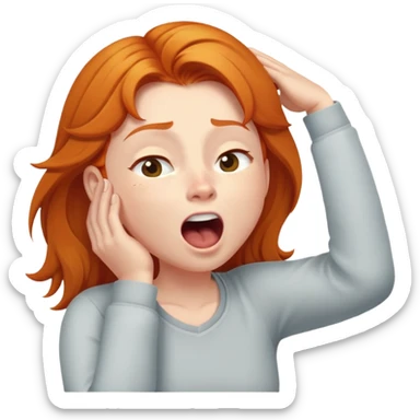 Ginger girl trying to wake up in early morning sticker