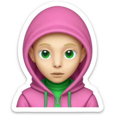 Hooded Pink Alien – Pink alien wearing a green hood.






 sticker