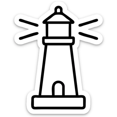lighthouse icon, simple and clear lines, minimal color, easily recognizable silhouette, modern icon style sticker