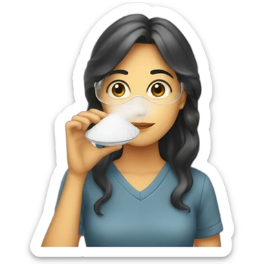 Female sniffing lines of salt sticker