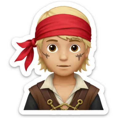 light brown Hispanic boy with blond hair that is dressed as a pirate sticker