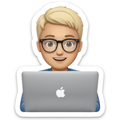 happy Graphic designer whit a MacBook sticker